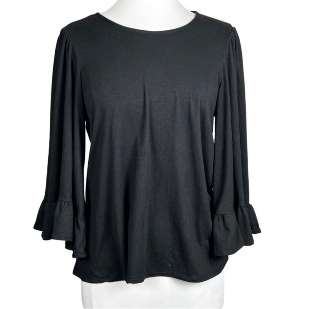 Anthropologie DREW Dillone Wide Ruffled Sleeve Pullover Crewneck Knit Bl…